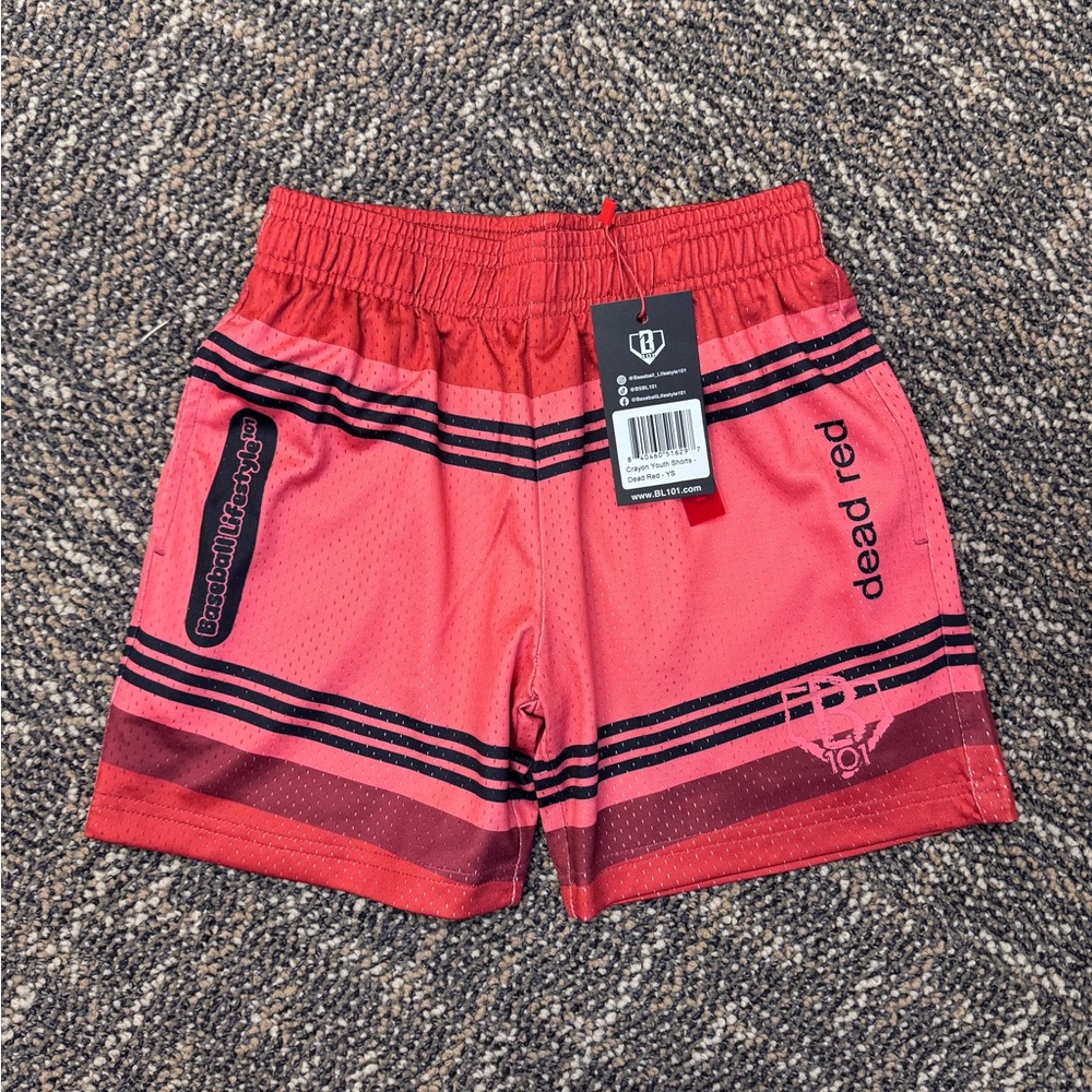 Kids Red Athletic Shorts - dead red